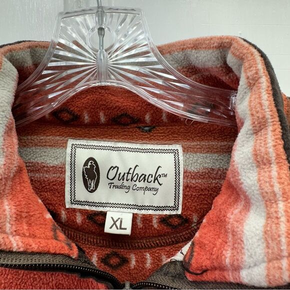 Outback Trading Company Orange Brown Cream Fleece Jacket 1/4 zip women's xl - Picture 4 of 4
